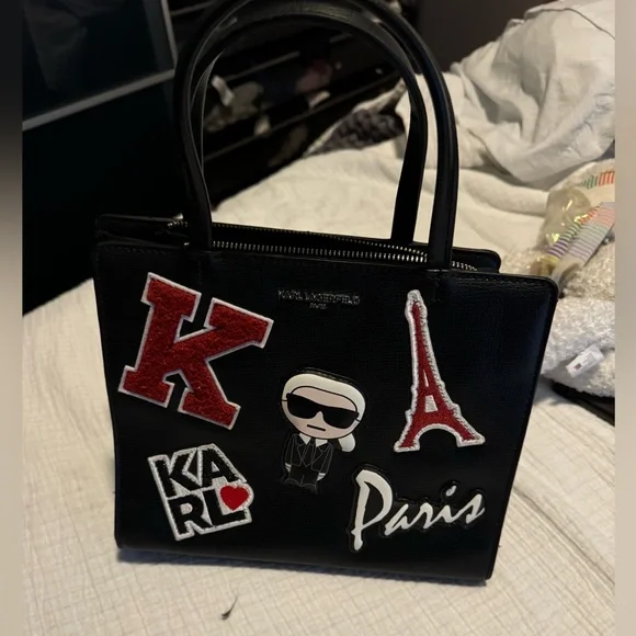 Karl Lagerfeld Leather bag with patches. Like new - Picture 1 of 2